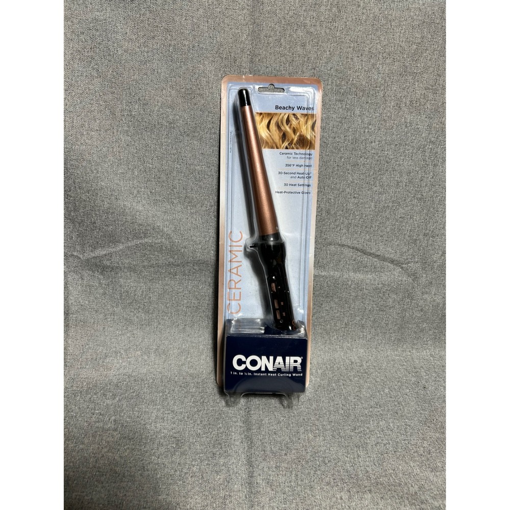 Conair Curling Wand 1 inch to 1/2 inch Rose Gold Ceramic Beachy Waves Beach Curl